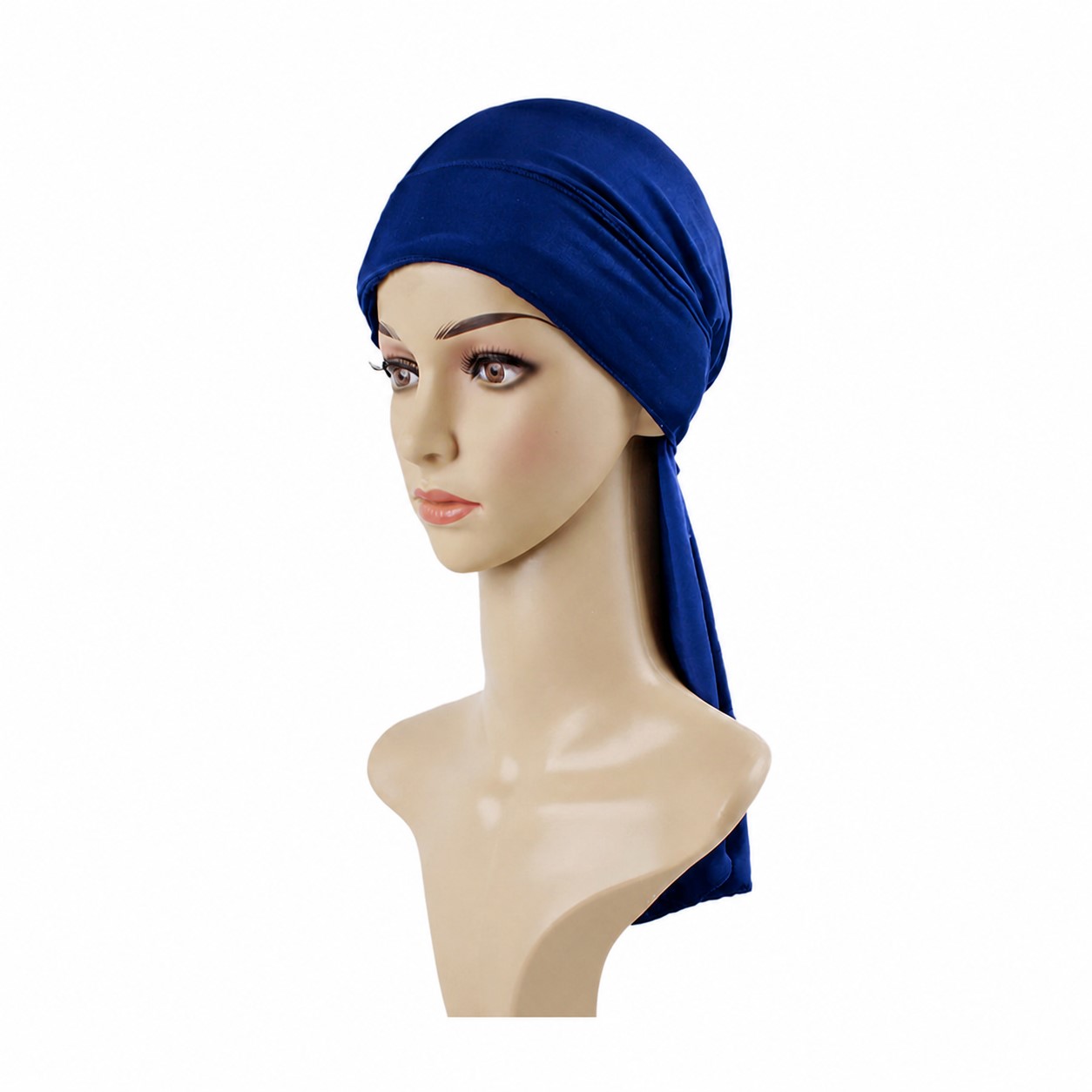 Polyester Drawstring Hair Turban — Dark Blue
