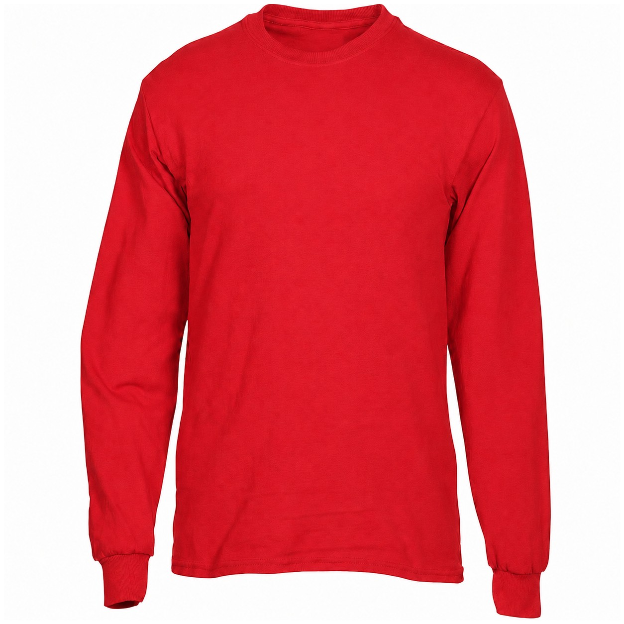 Cotton Long Sleeve Crewneck Shirt — Red