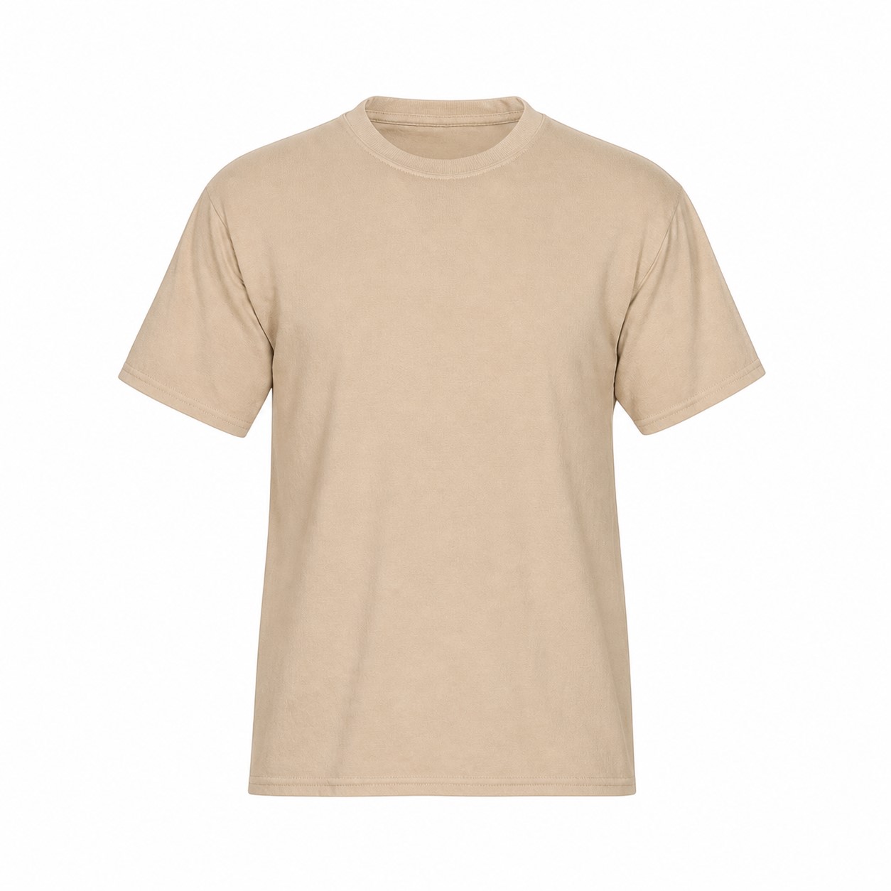 Cotton Polyester Uniform Crewneck Tee — Tan Beige