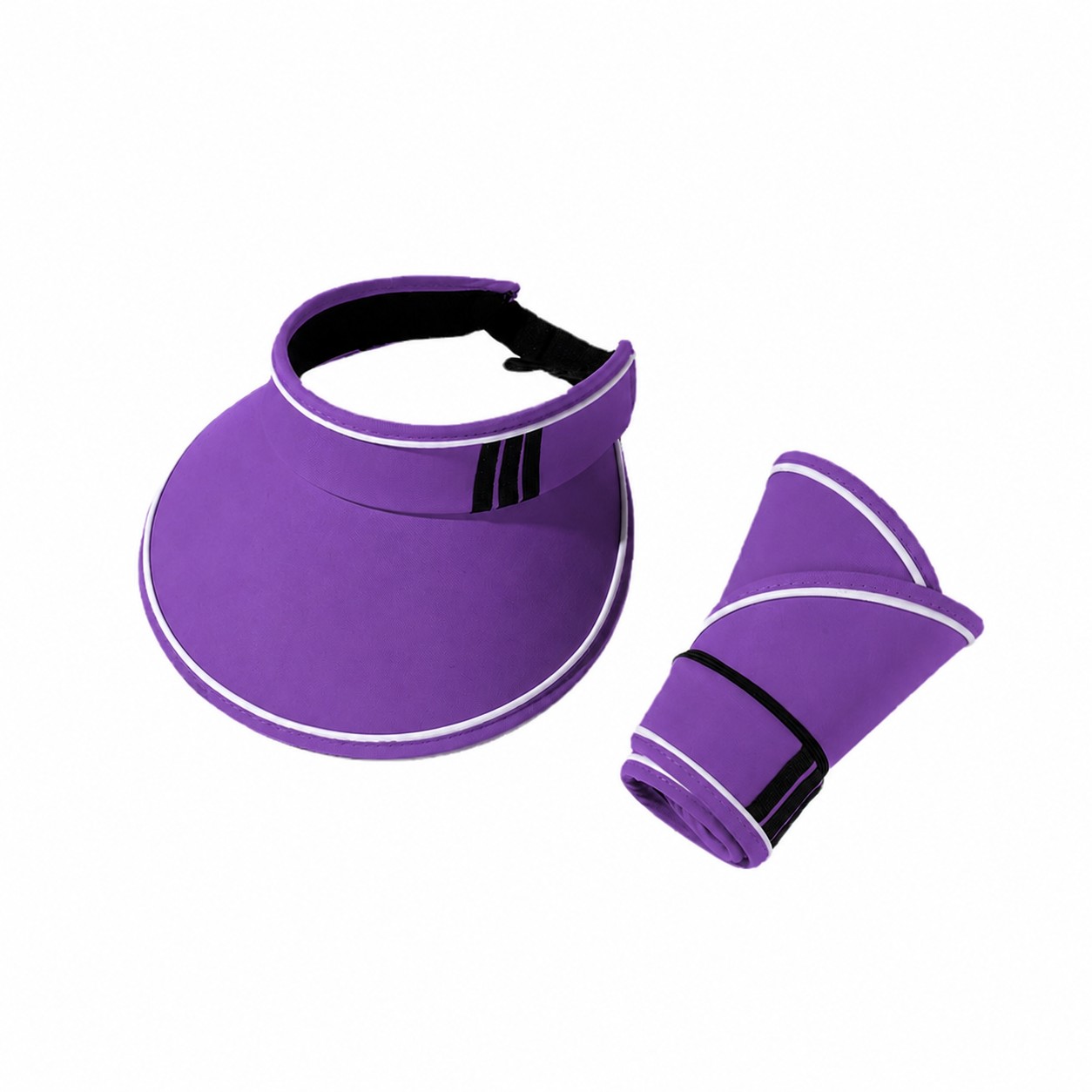 Packable Polyester Open Crown Visor — Purple