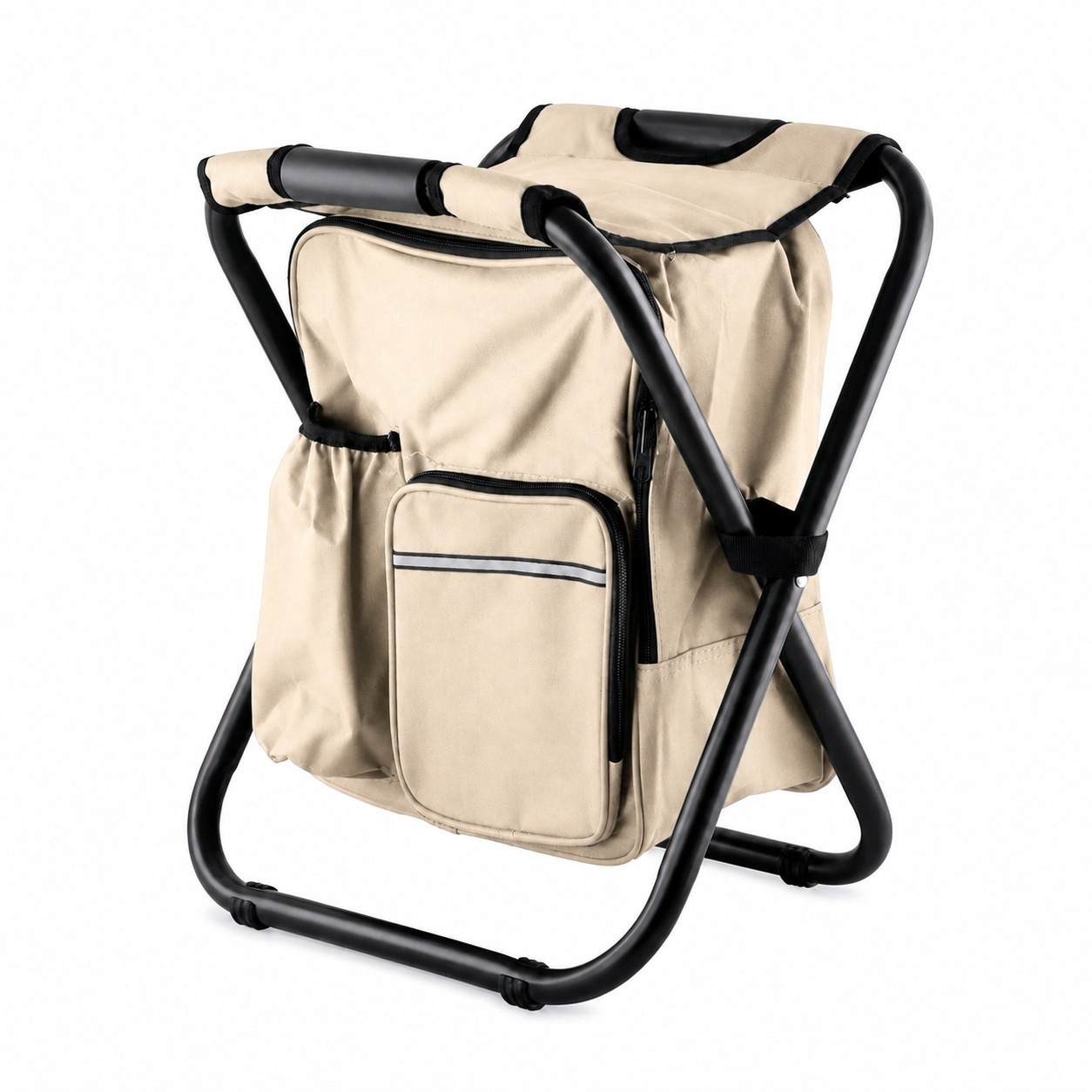 Insulated Backpack Folding Camp Chair — Natural Beige