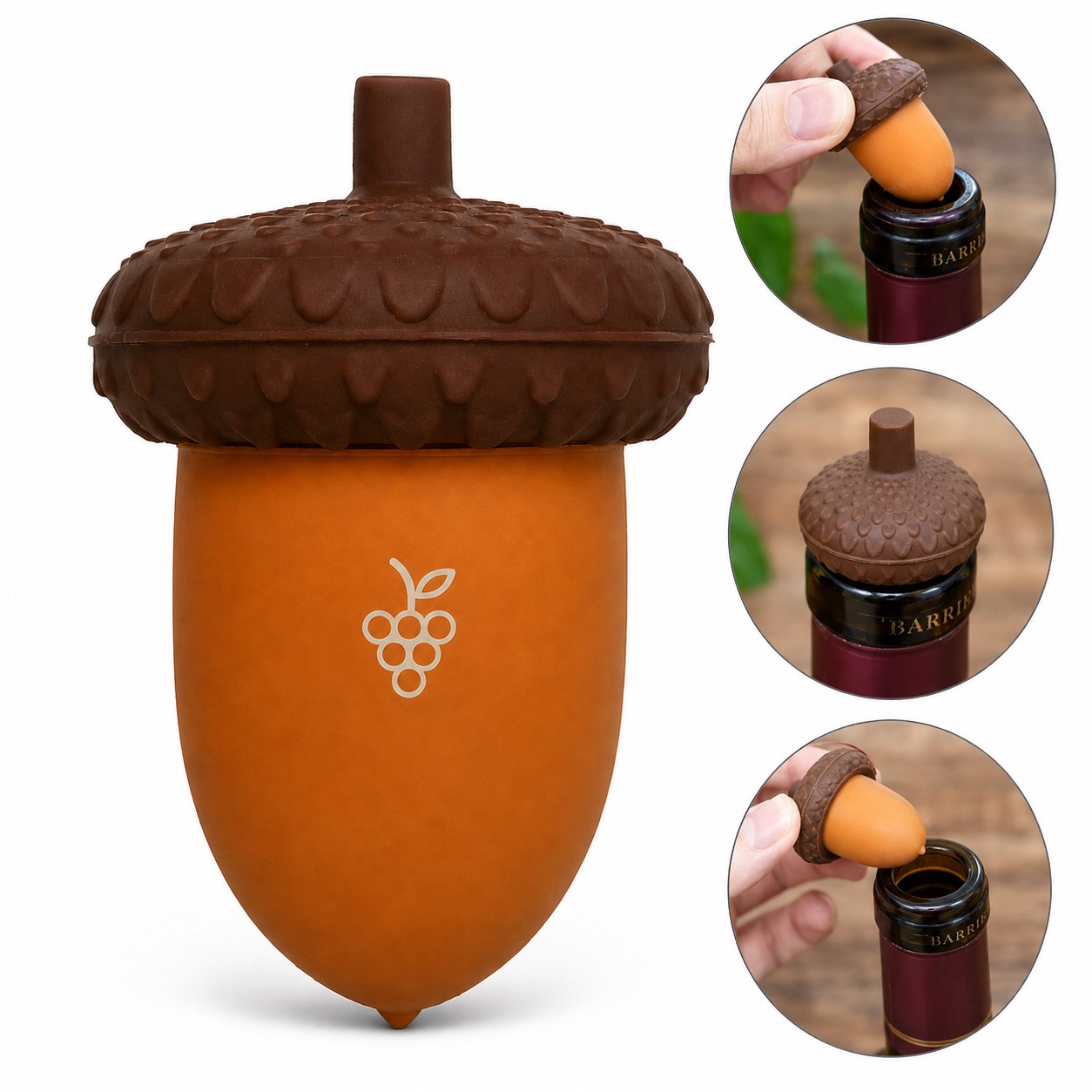 Acorn Shaped Silicone Bottle Stopper