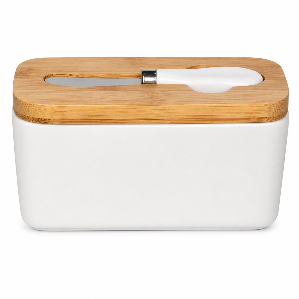 Rectangular Butter Dish With Wood Lid — view 2