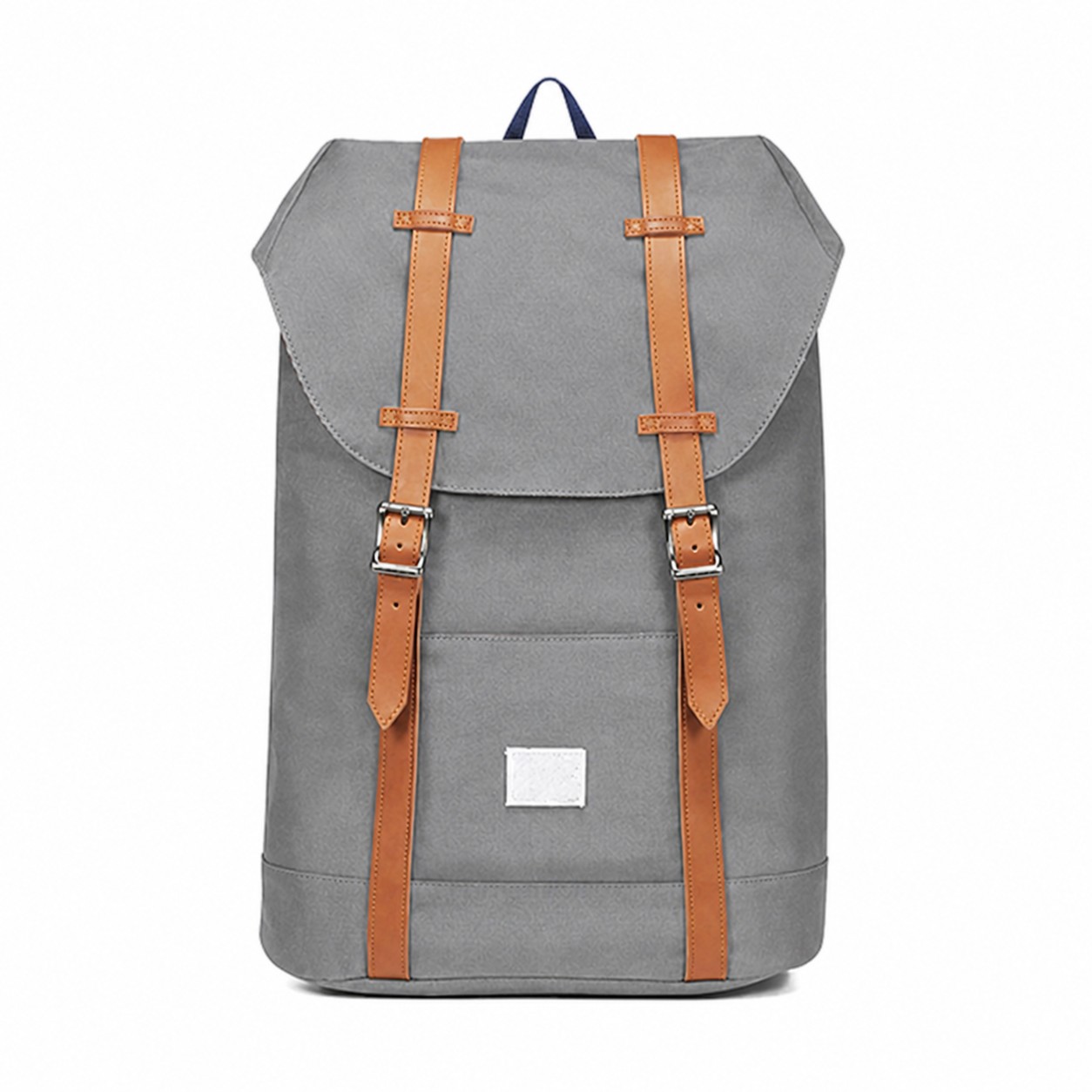 Nylon Flap Laptop Backpack — Gray
