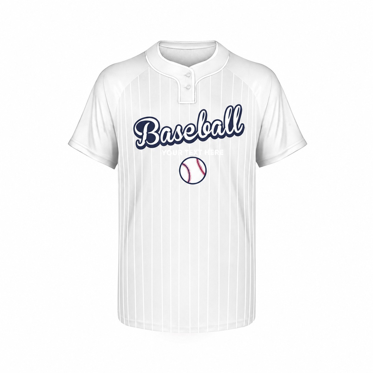 Two-Button Polyester Baseball Jersey — Clear White