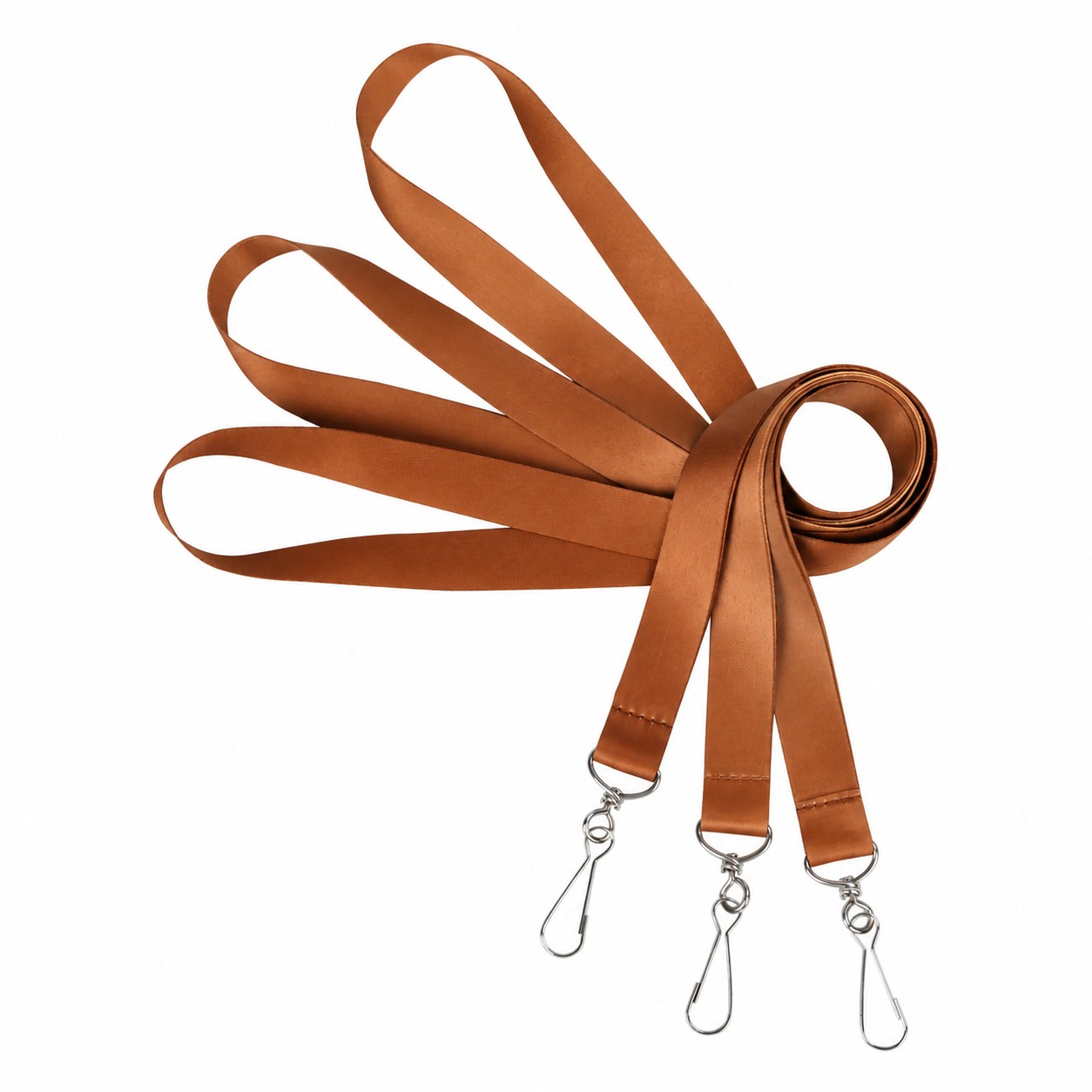 Polyester Lanyard With Clear Badge Holder — Copper Brown