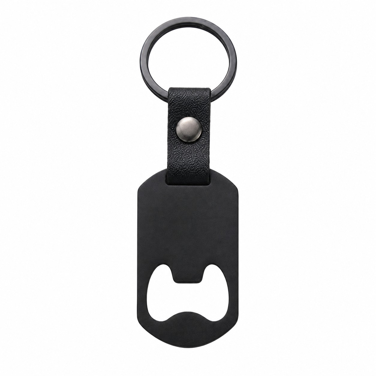 Leather Strap Stainless Steel Opener Keychain — view 2