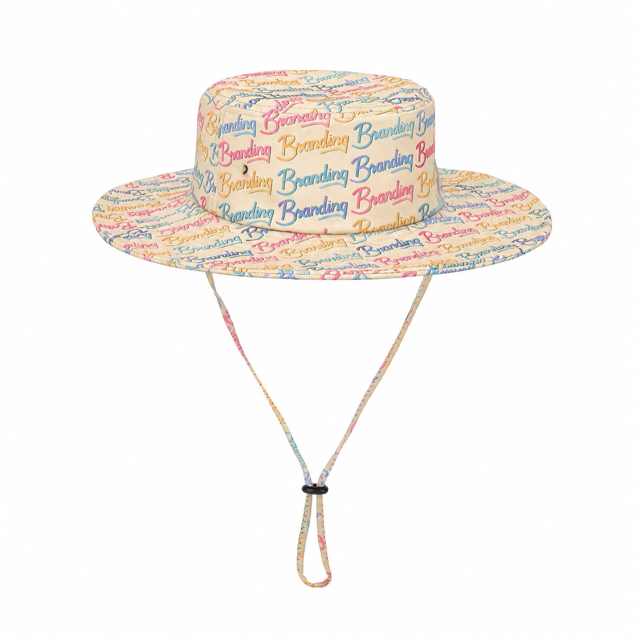 Wide-Brim Polyester Bucket Hat — Natural Beige