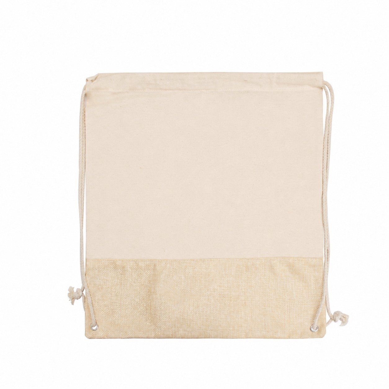 Cotton Metal Grommets Drawstring Bag — Beige