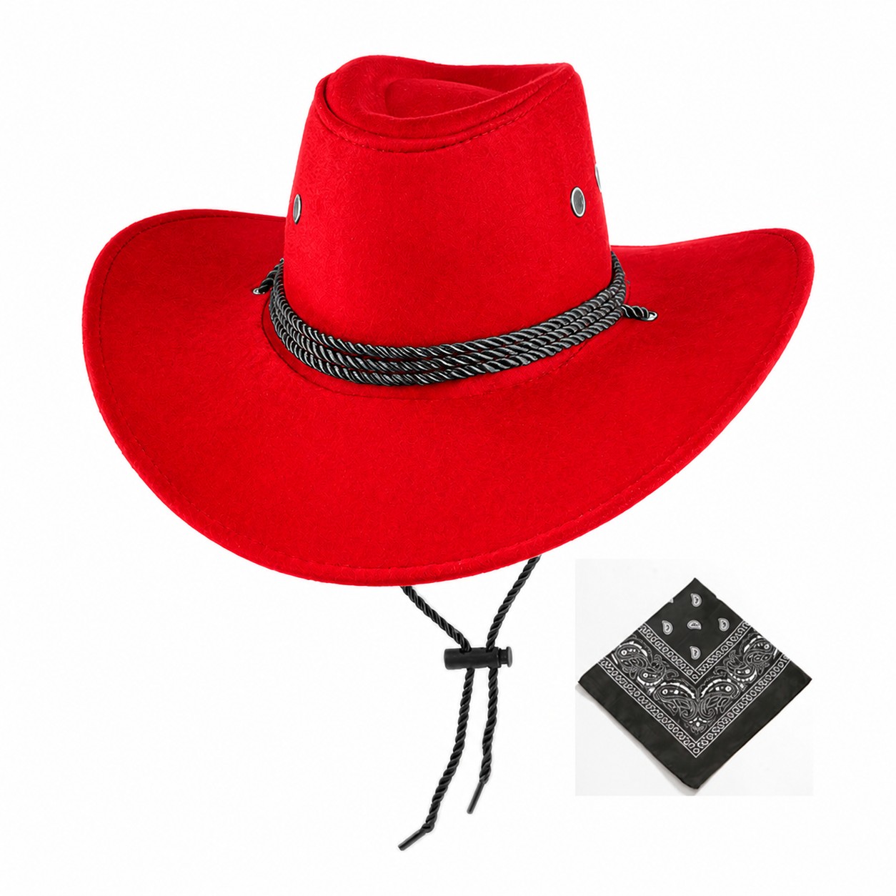 Spandex Cowboy Hat With Bandana — Red