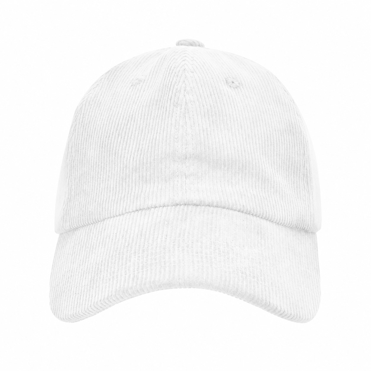 Corduroy Six Panel Crown Cap — White