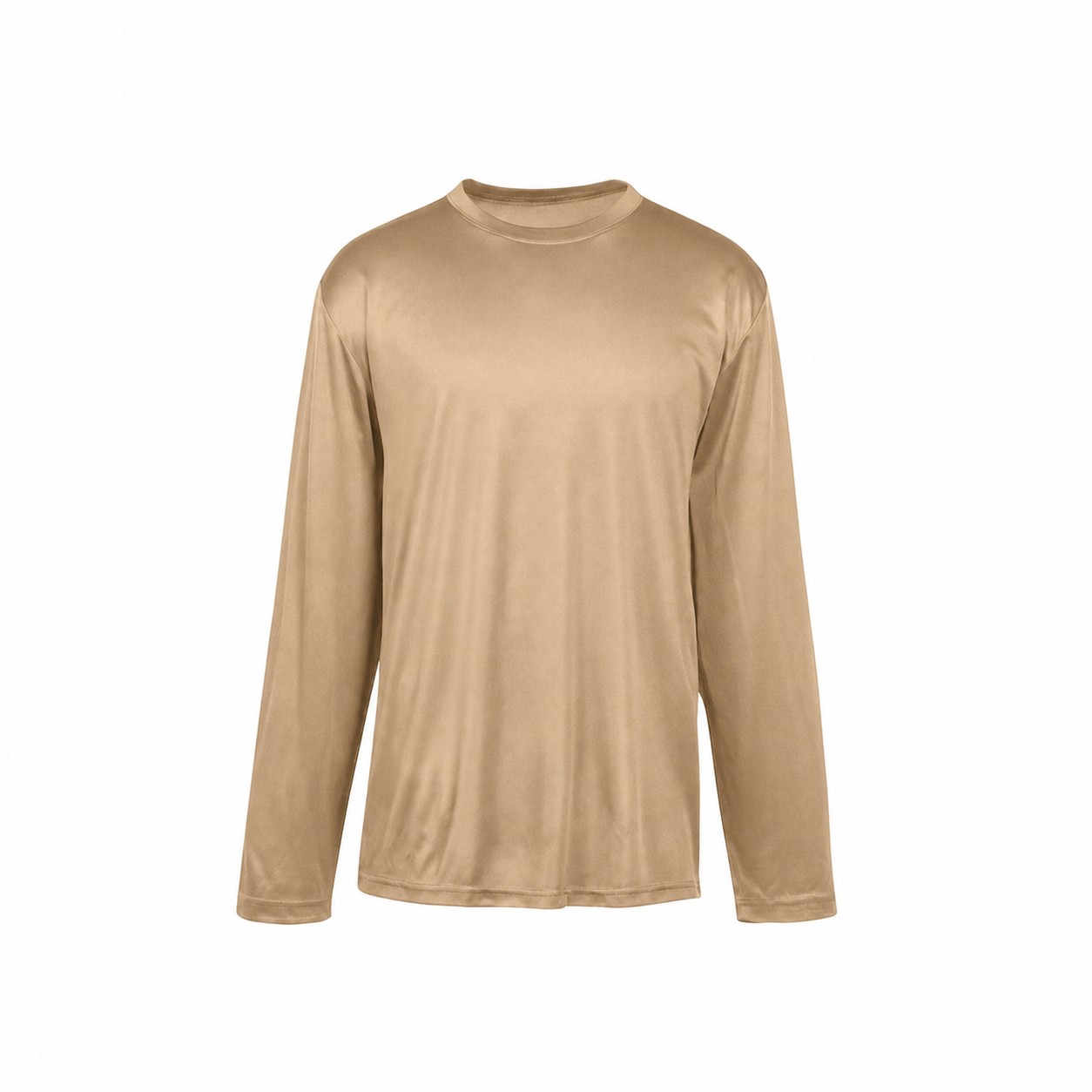 Men's Polyester Long Sleeve Performance Shirt — Tan Beige