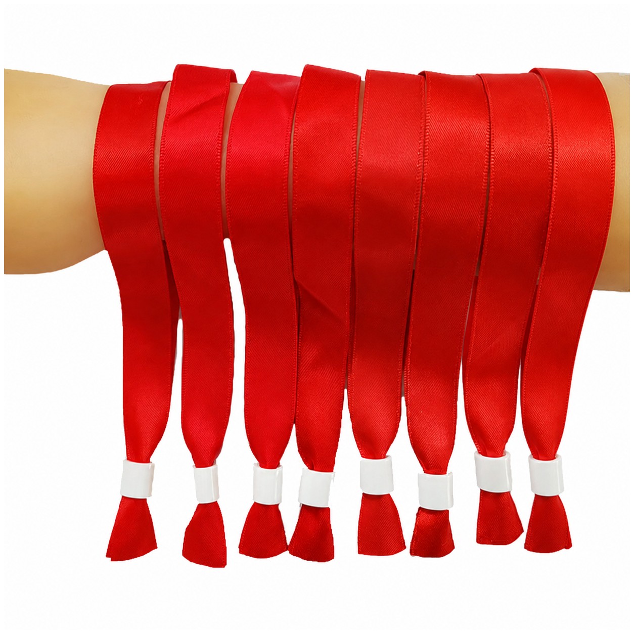 Polyester Ribbon Event Wristband — Red