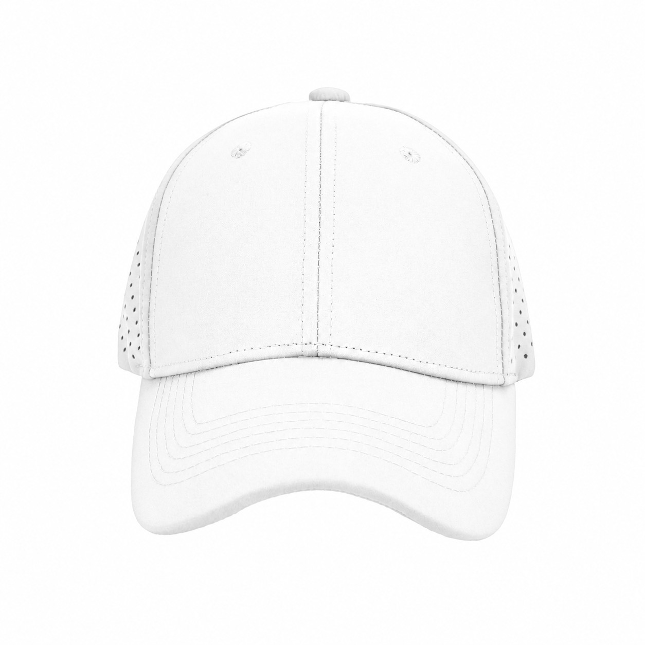 22.8-Inch Polyester Six-Panel Baseball Cap — White