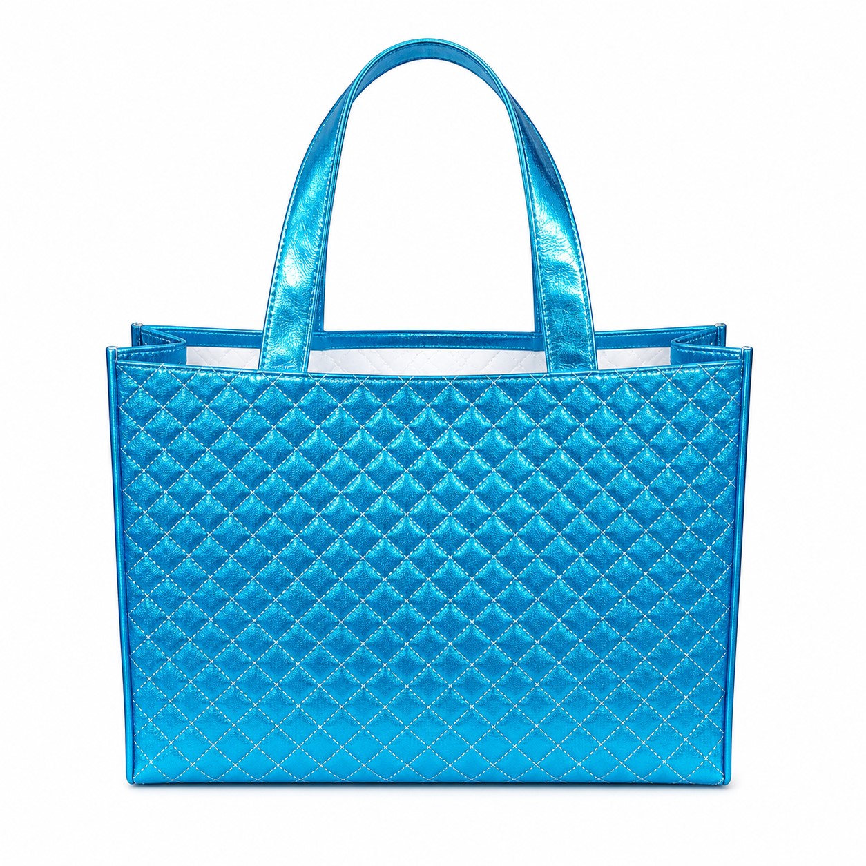 Laser-Finish Metallic Quilted Tote Bag — view 2