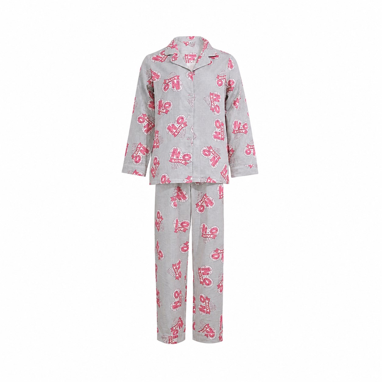 Unisex Cotton Long-Sleeve Pajama Set — Silver