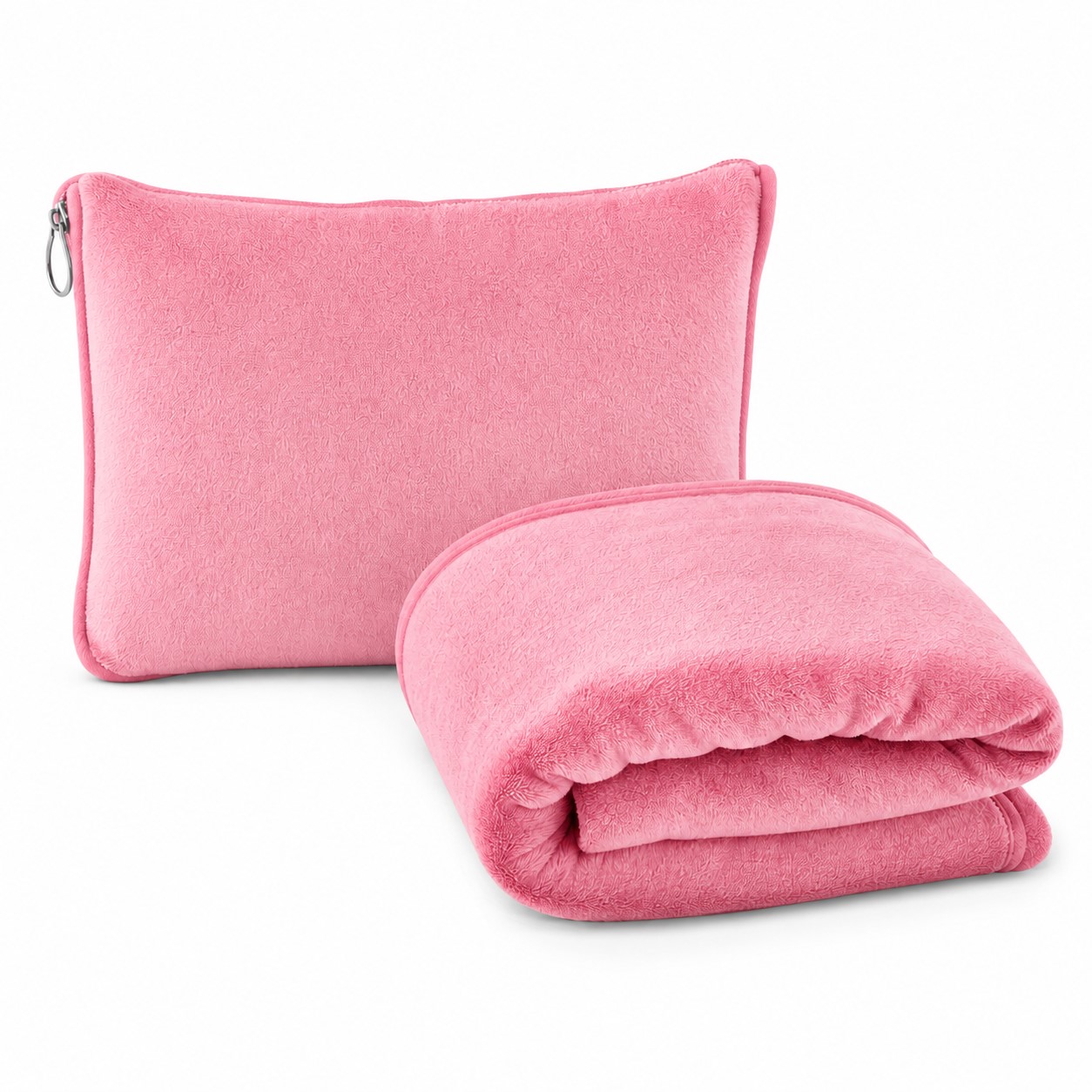 Fleece Travel Blanket Pouch Set — Pink