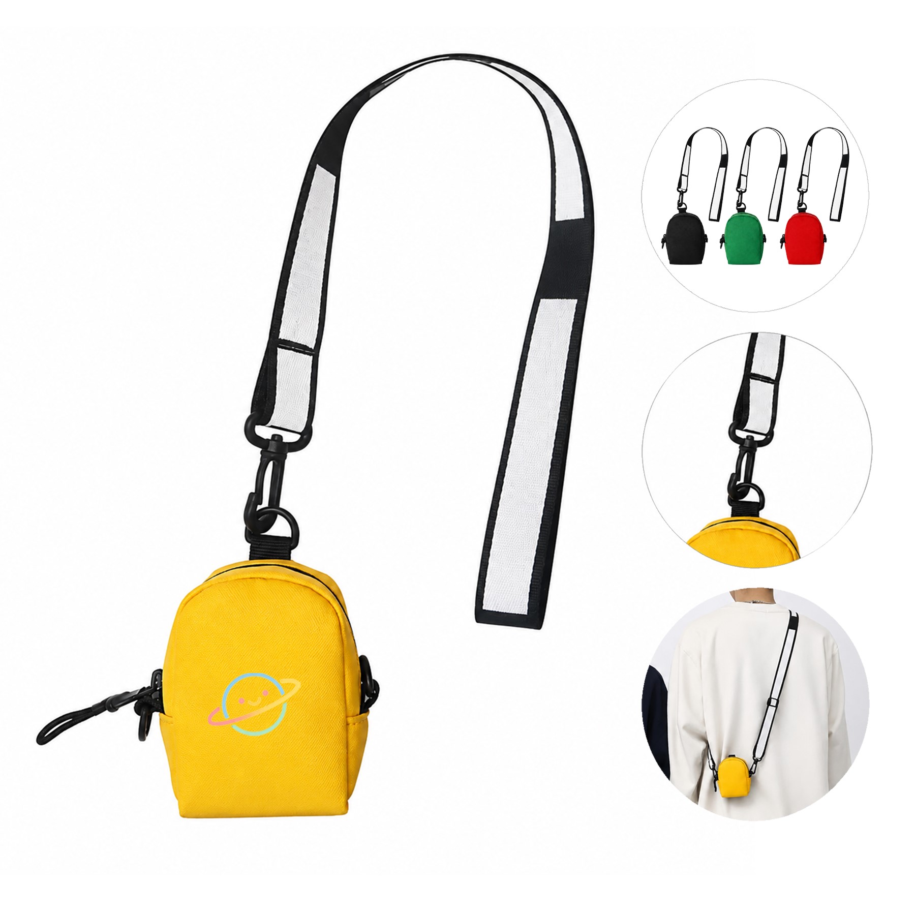 Compact Polyester Crossbody Pouch With Clip
