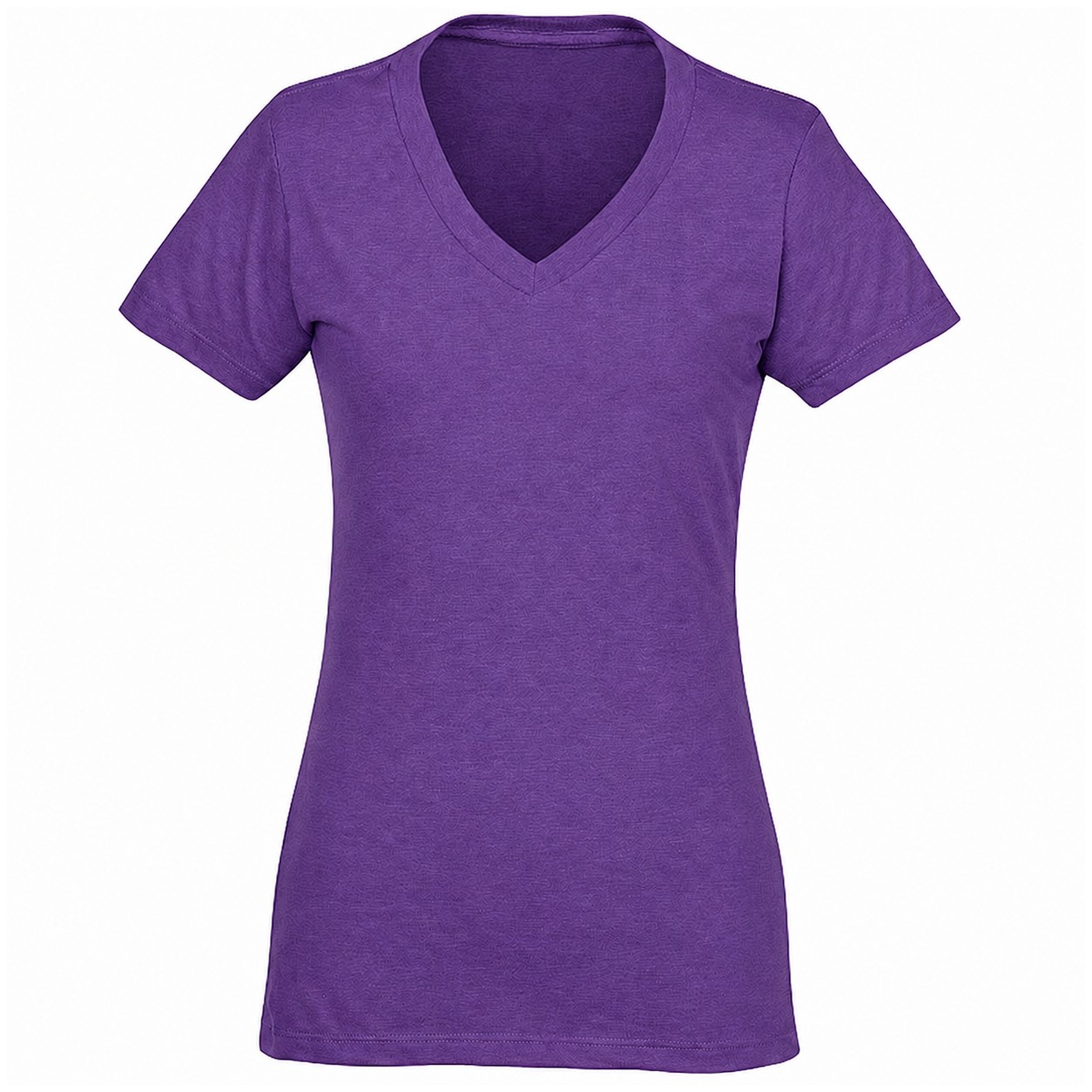 Ladies Cotton Polyester Blend V Neck Tee — Purple