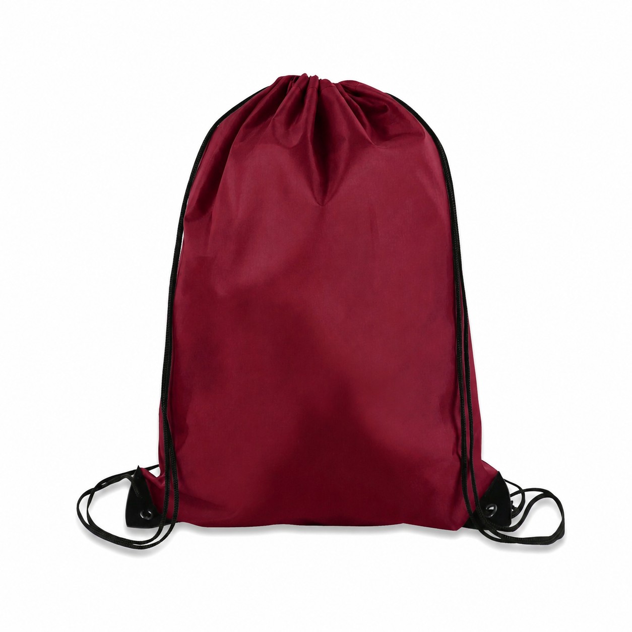 Metal Grommets 210D Polyester Drawstring Bag — Burgundy Red