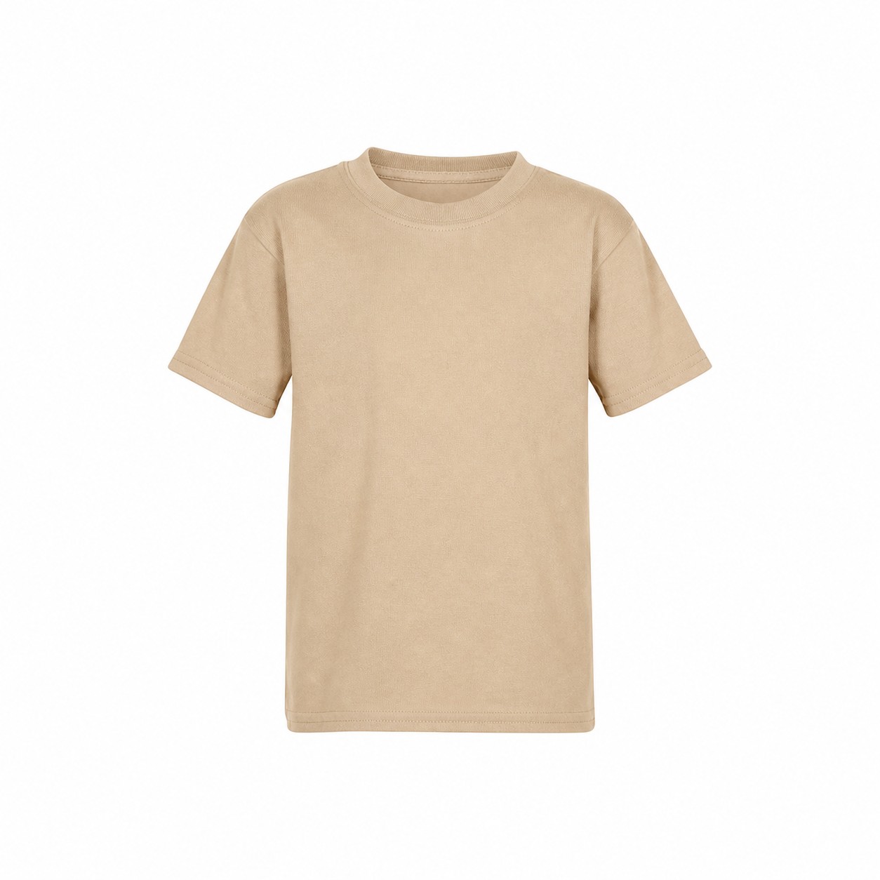 Youth Cotton Polyester Short Sleeve Tee — Tan Beige