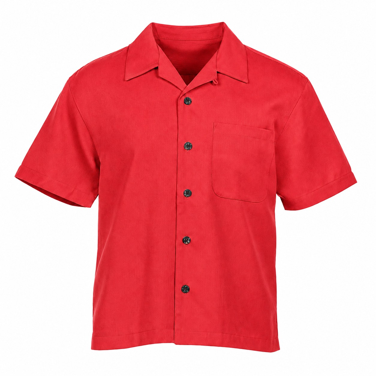 Men's Cotton Polyester Camp Shirt — Red
