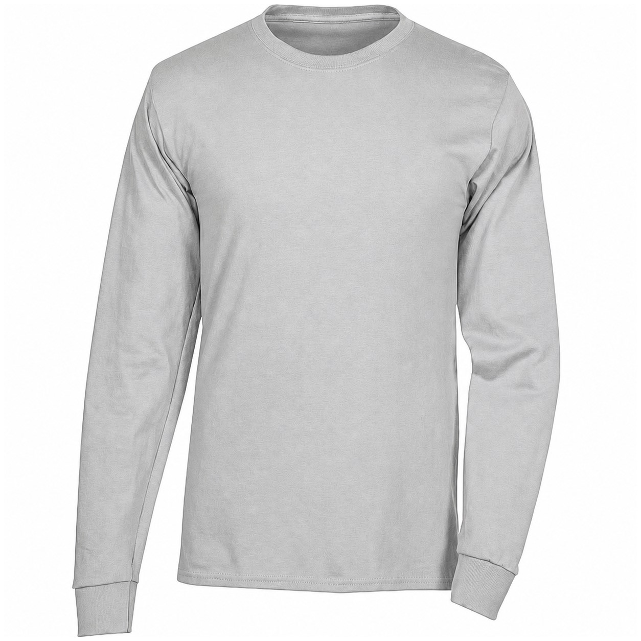 Cotton Long Sleeve Crewneck T-Shirt — Silver
