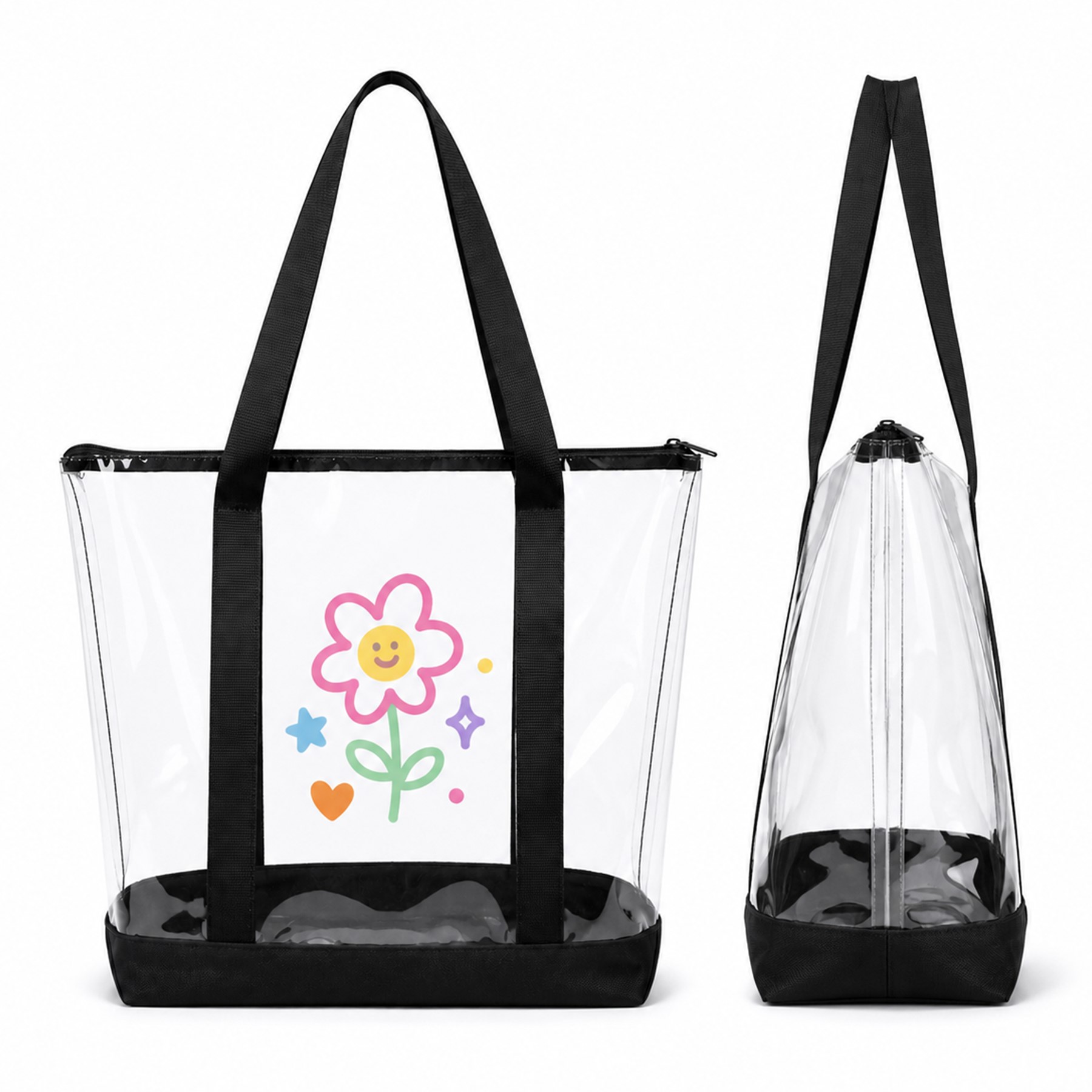 Clear PVC Tote With Reinforced Nylon Base