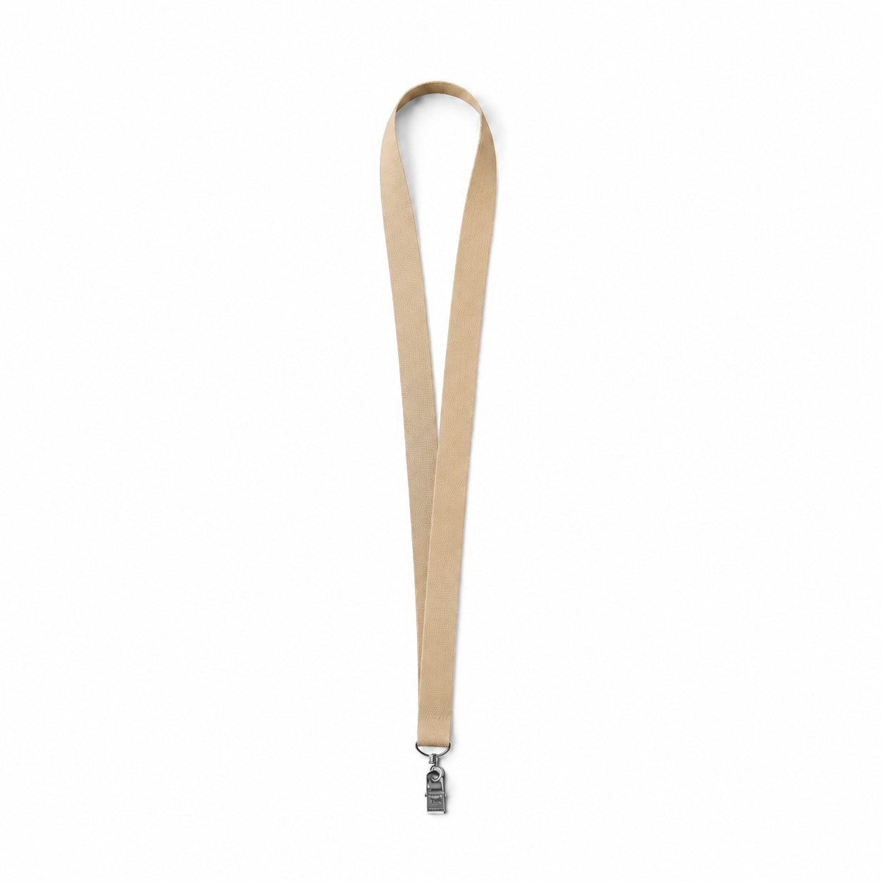Polyester Bulldog Clip Badge Lanyard — Tan Beige
