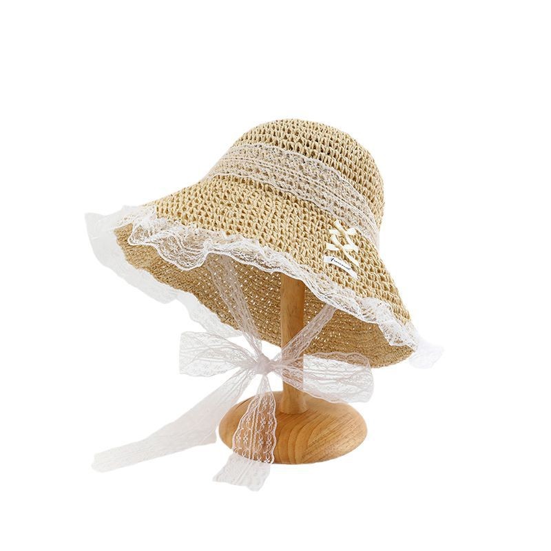 Straw Sun Hat With Lace Trim — view 2