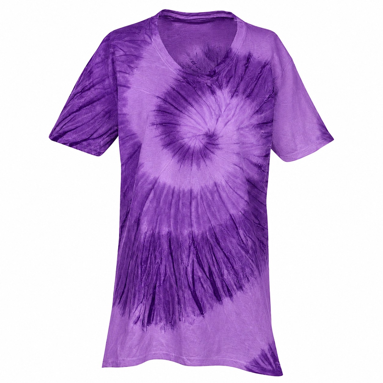 Swirl Tie Dye Cotton V Neck Shirt — Purple