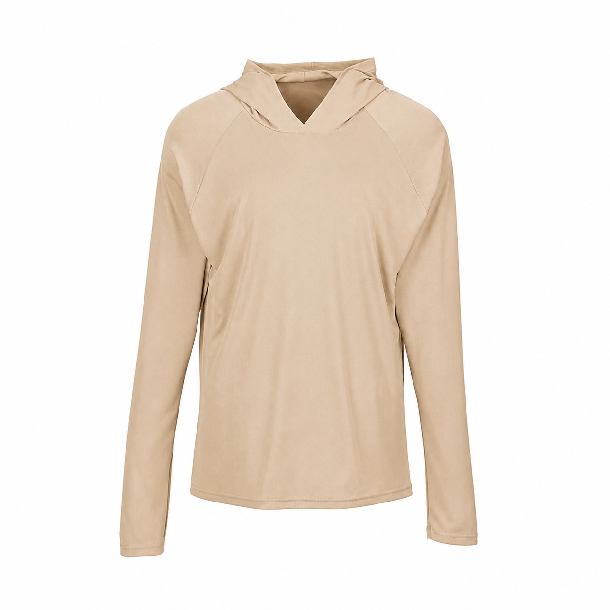 Performance Hooded Long Sleeve Shirt — Tan Beige