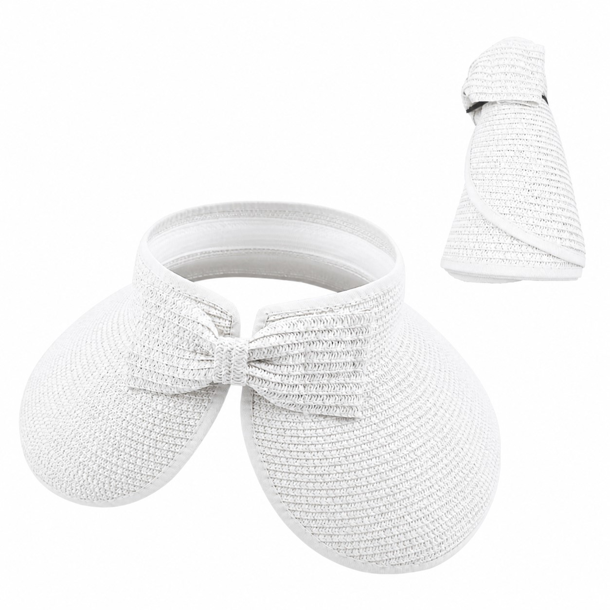 Roll Up Bow Sun Visor — White