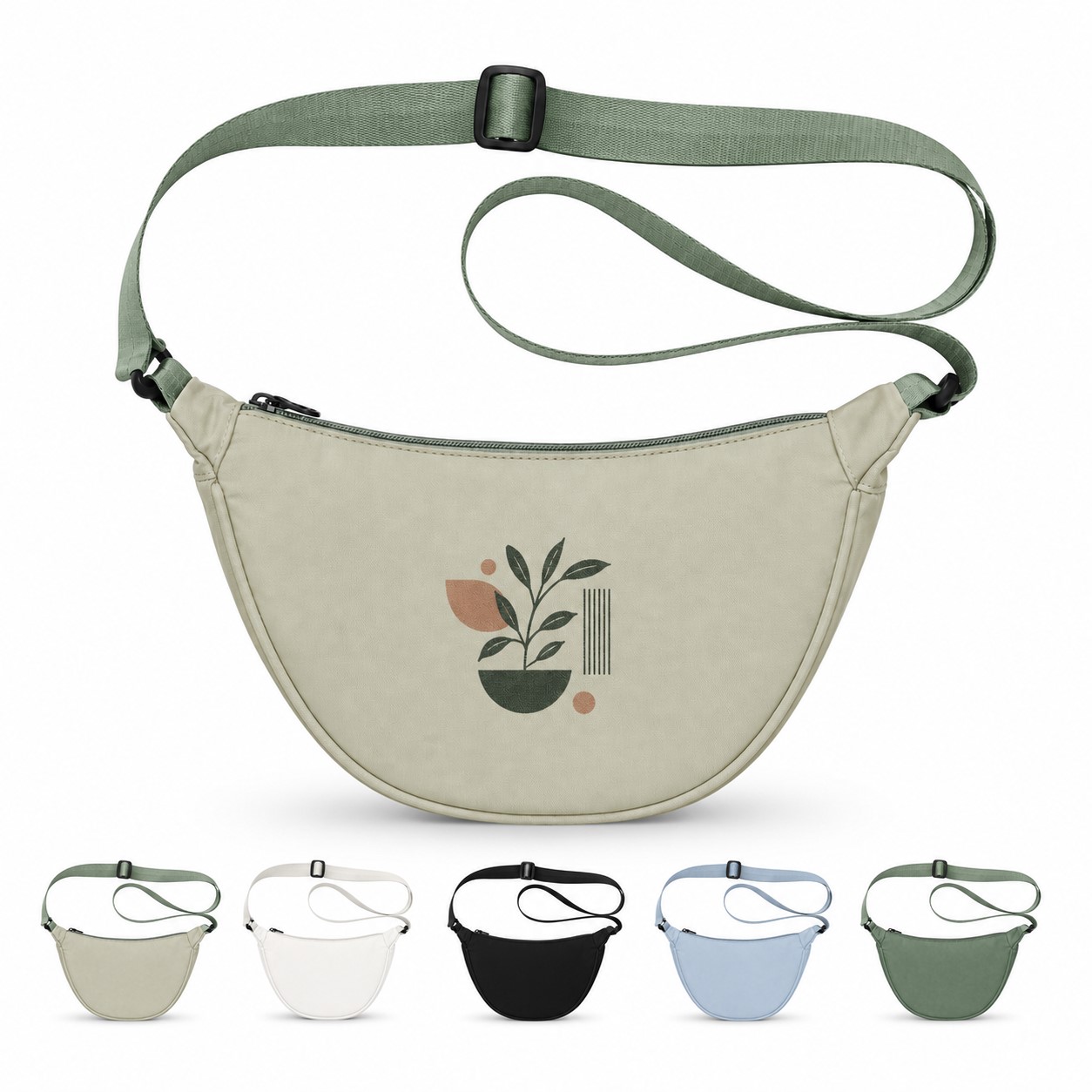 Nylon Crossbody Dumpling Bag With Top Zipper
