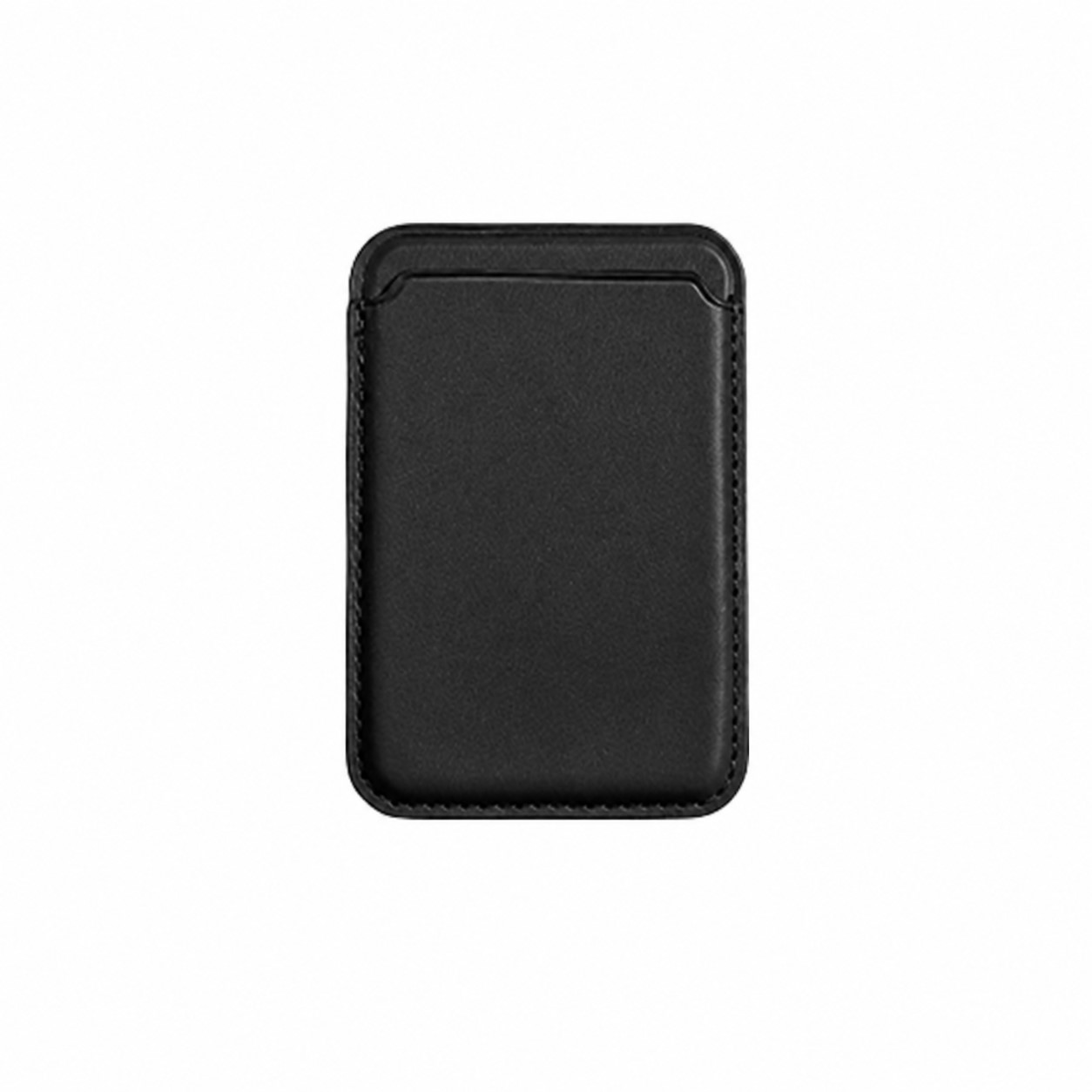 Magnetic Leather Phone Card Holder — Black
