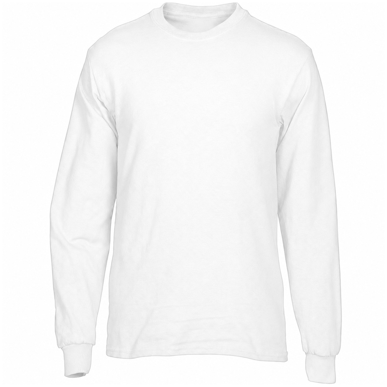 Cotton Long Sleeve Crewneck Shirt — White
