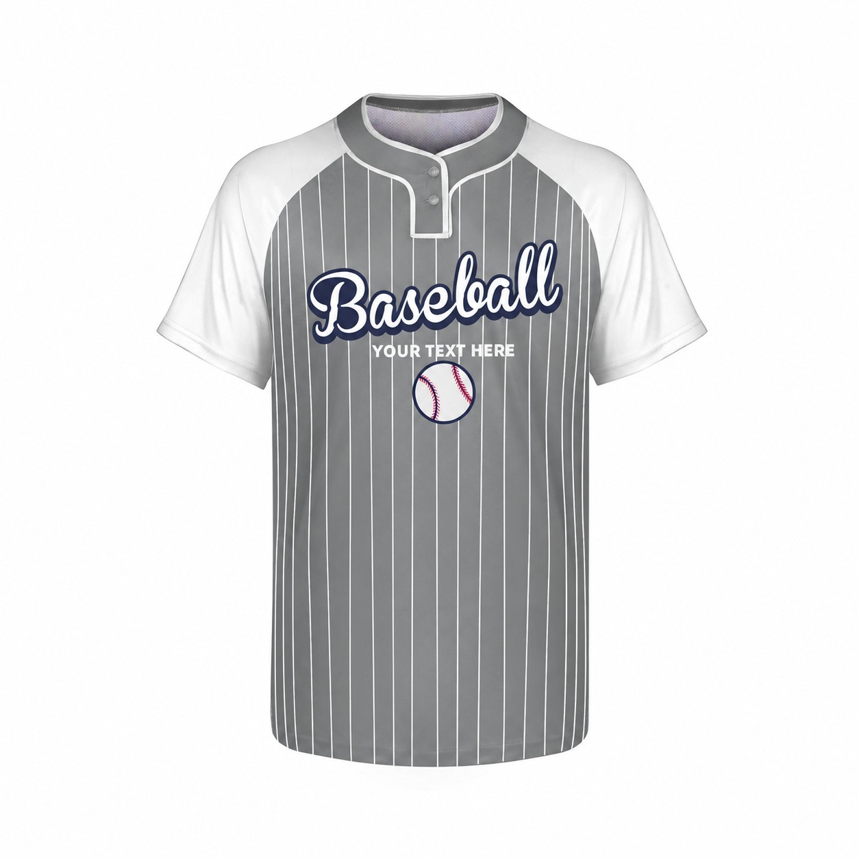 Two-Button Polyester Baseball Jersey — Gray