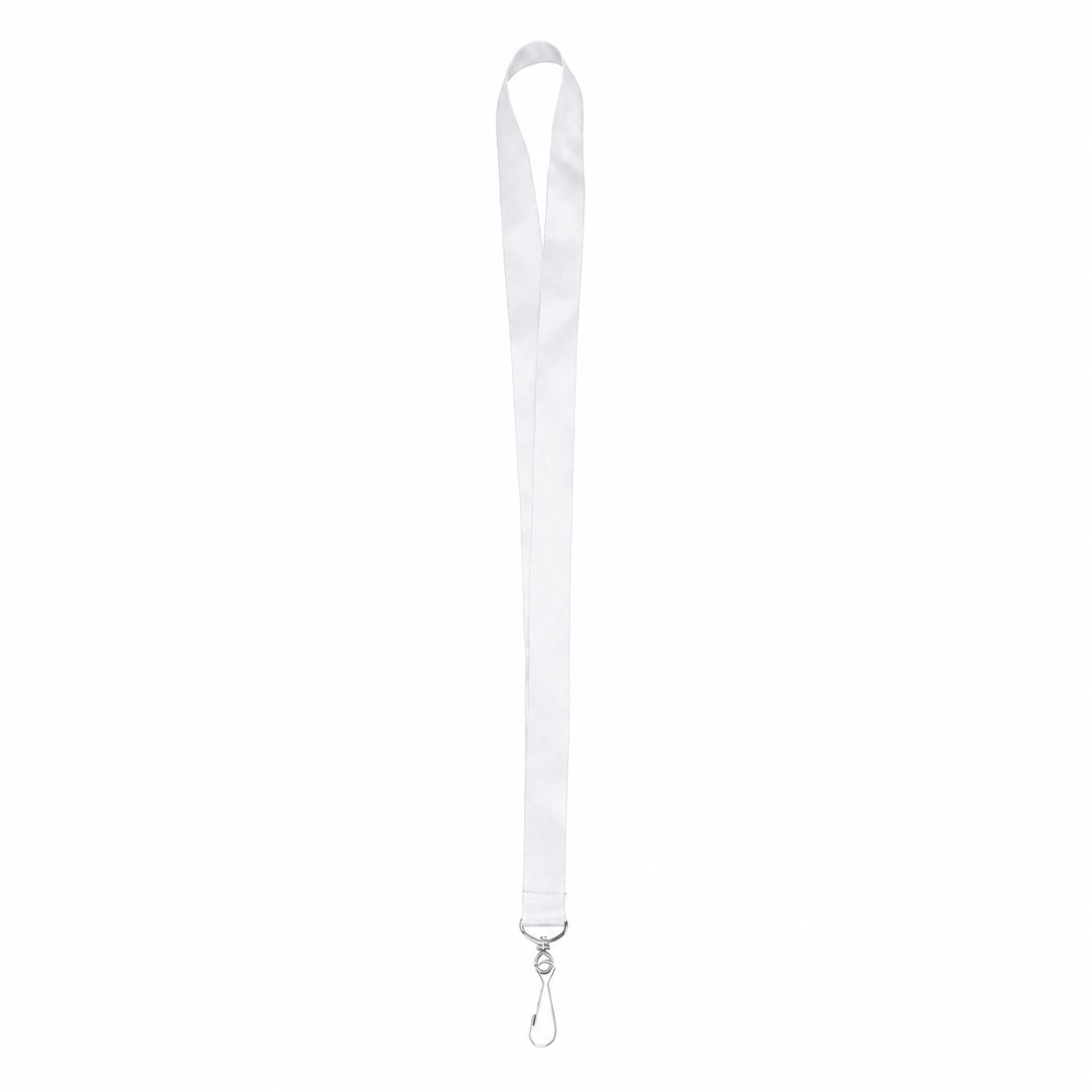 Satin Polyester J-Hook Lanyard — Clear White