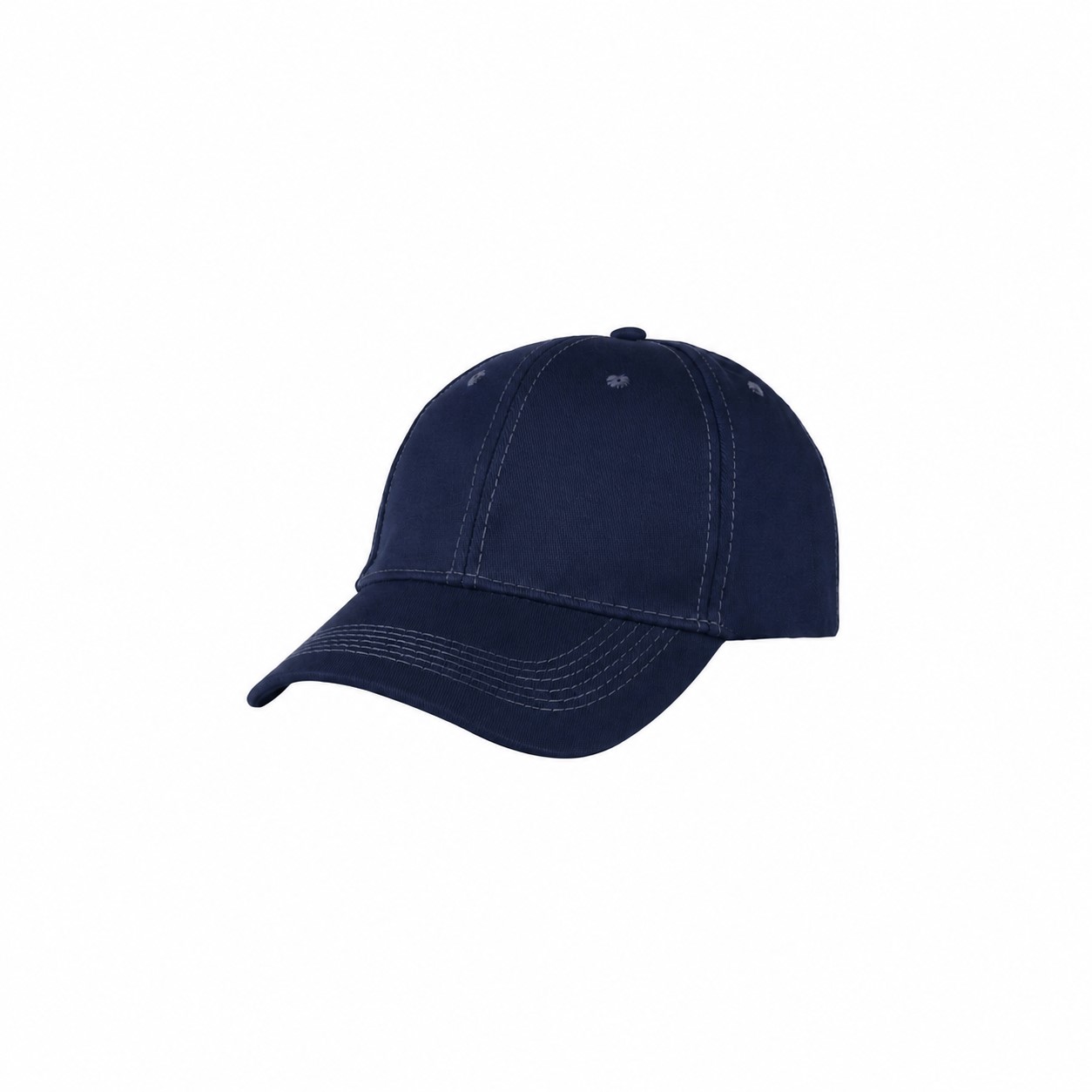 Pre-Curved Cotton Visor Structured Cap — Navy Blue