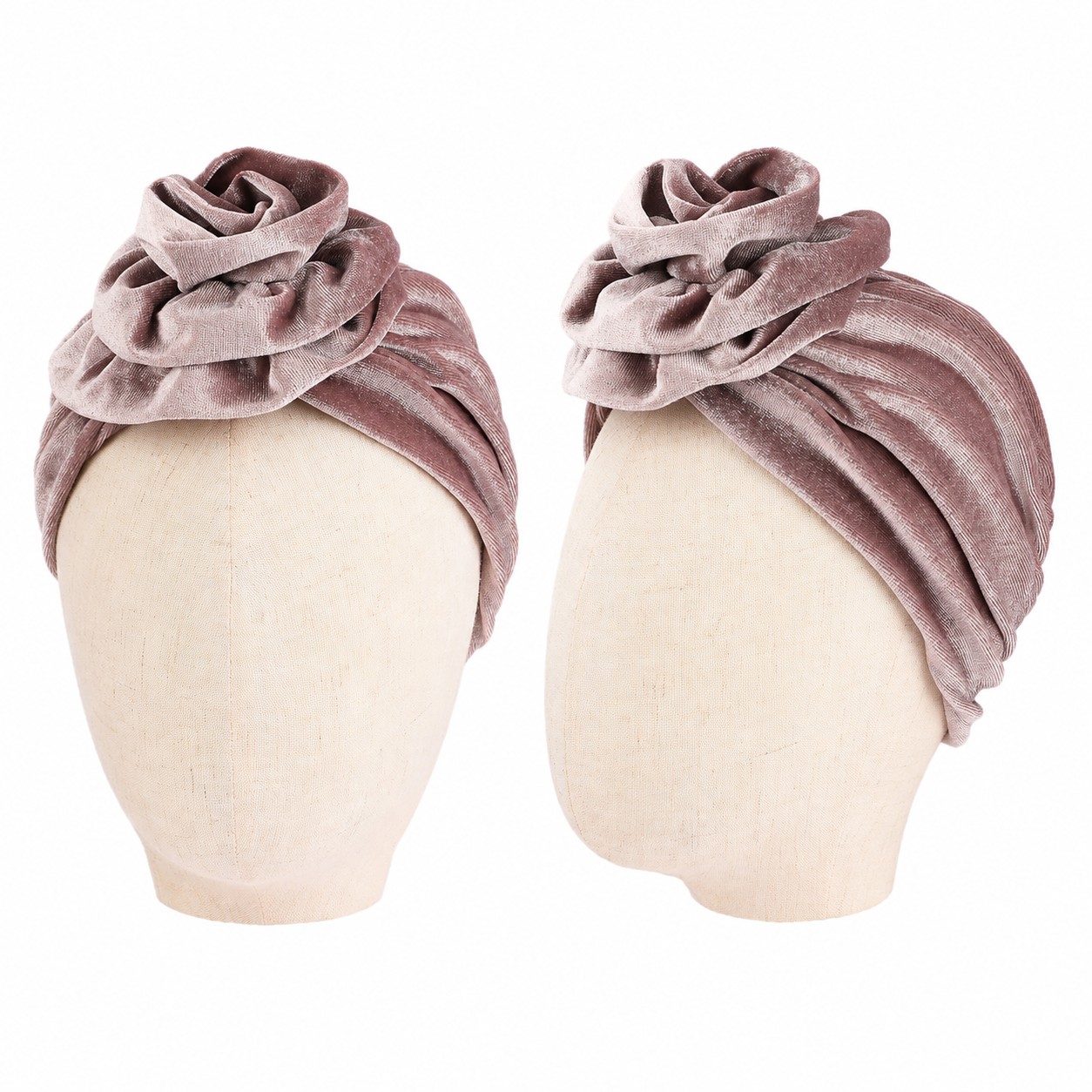 Velvet Rosette Turban Beanie Hat