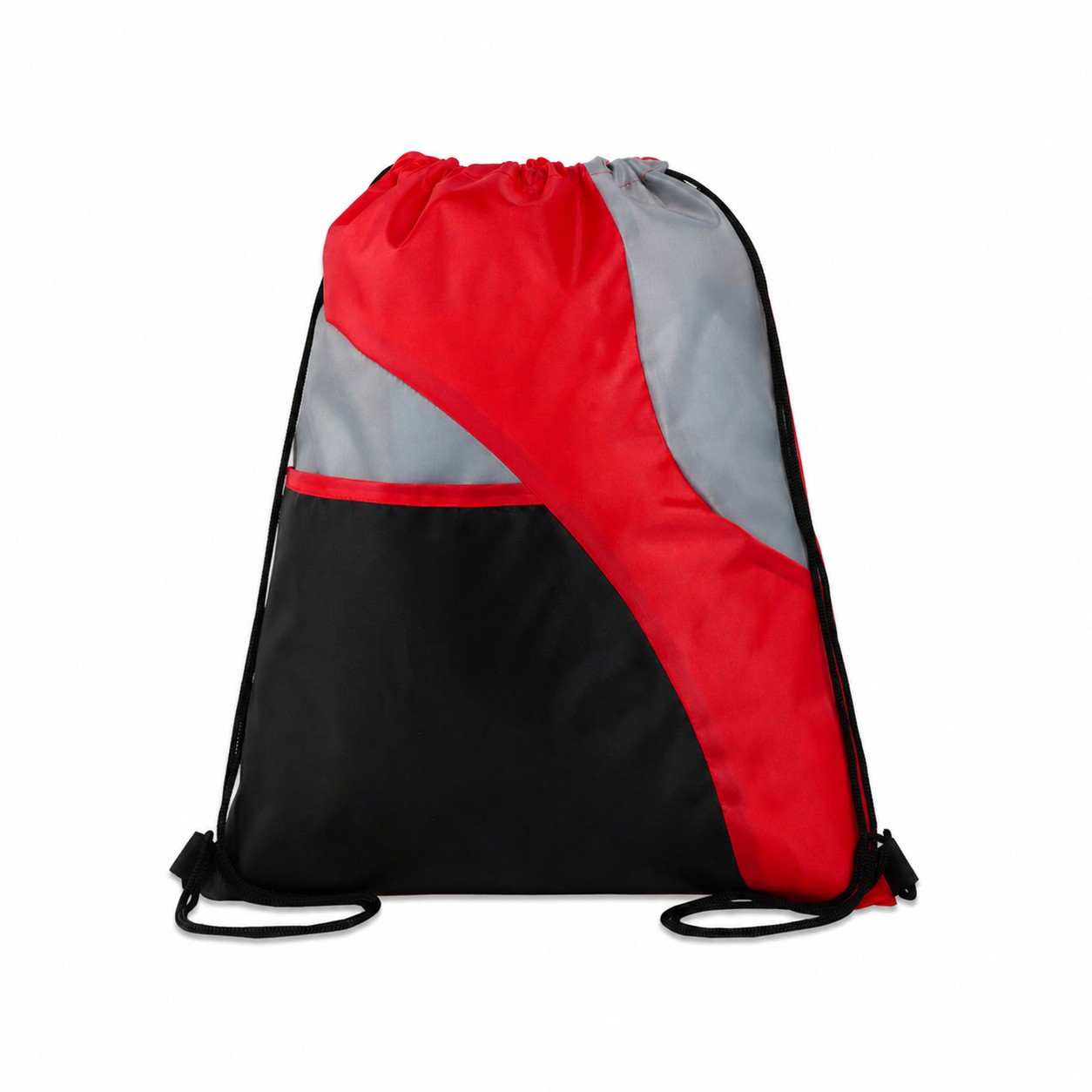 210D Polyester Tri Drawstring Bag — Red