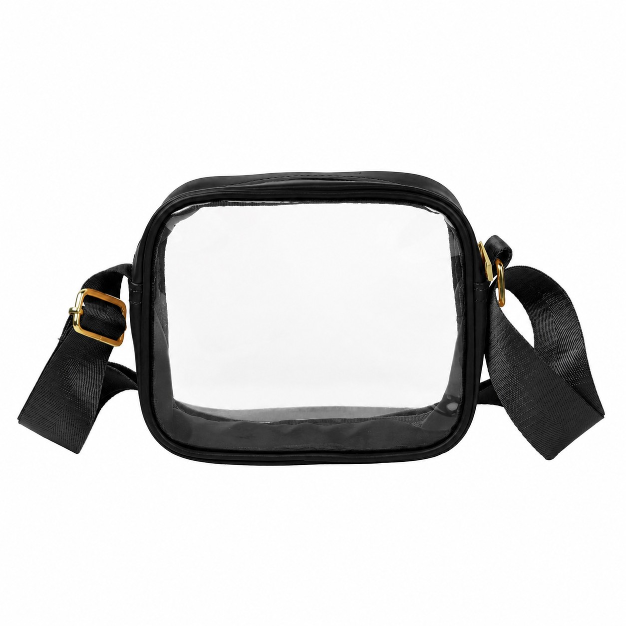 PVC Zippered Storage Crossbody Sling Bag — Black