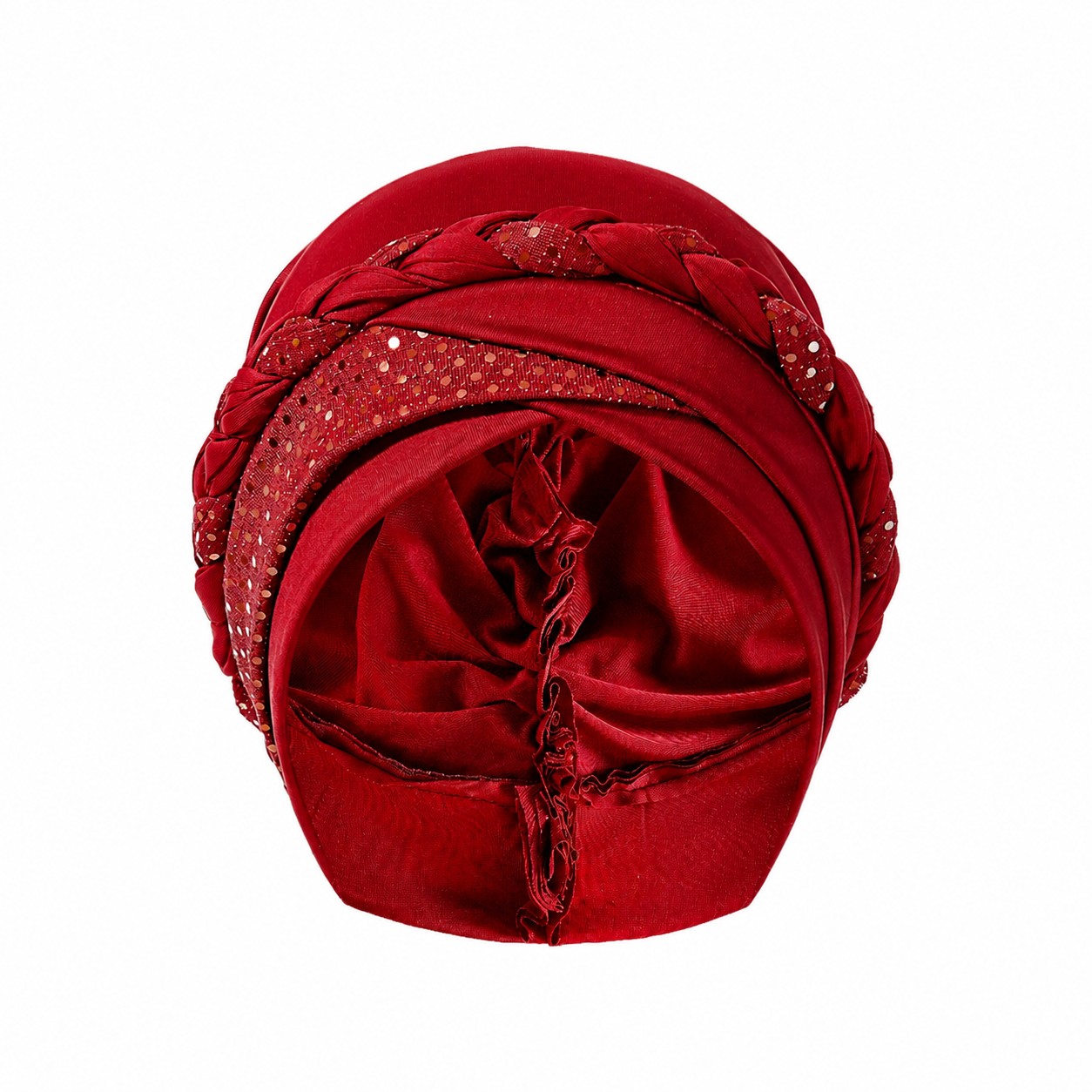Cross Braid Polyester Turban Hat — Red