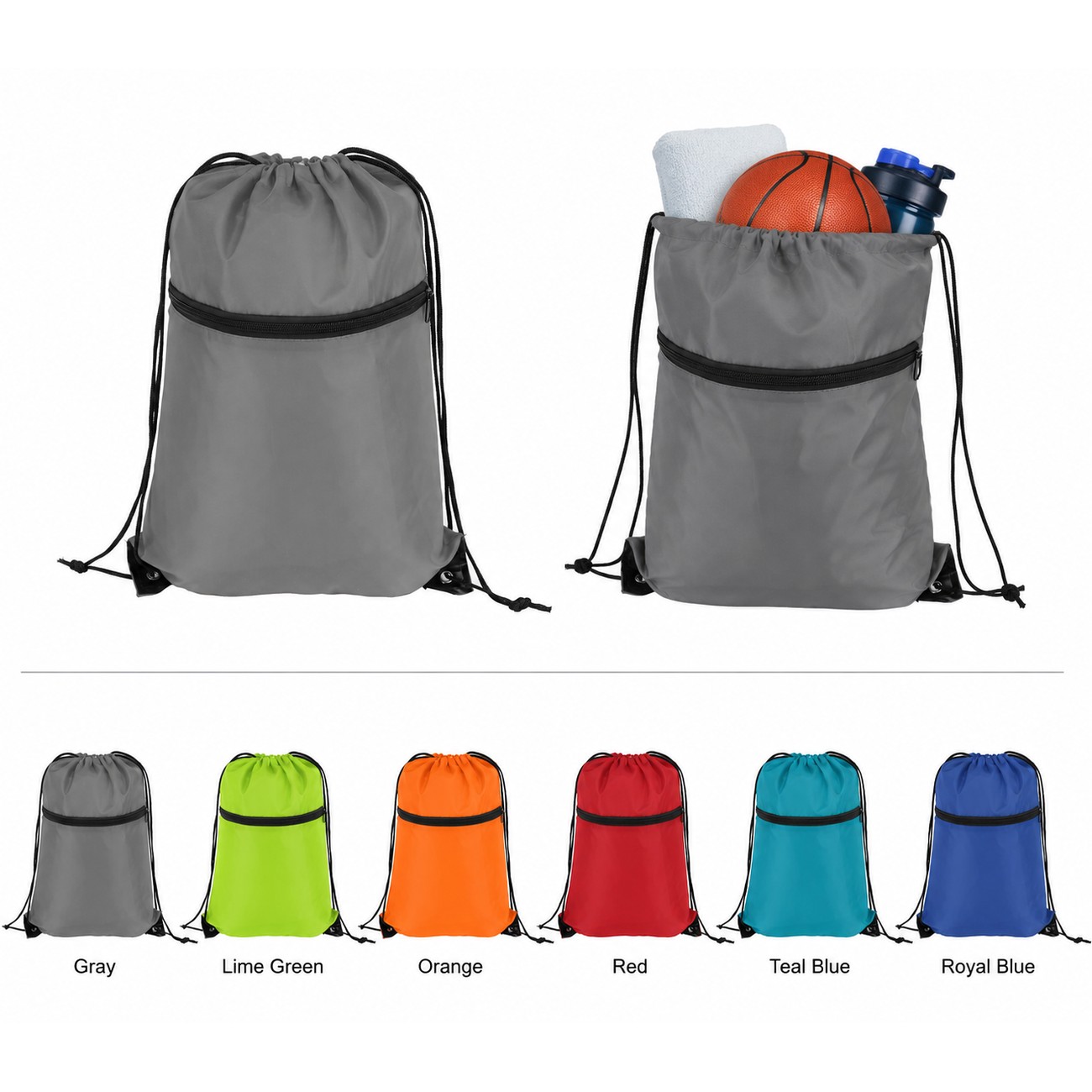 210D Polyester Roomy Drawstring Bag