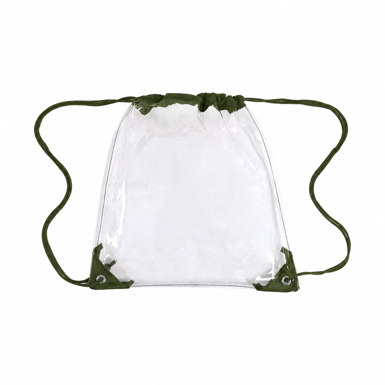 PVC And 210D Polyester Clear Drawstring Bag — Army Green