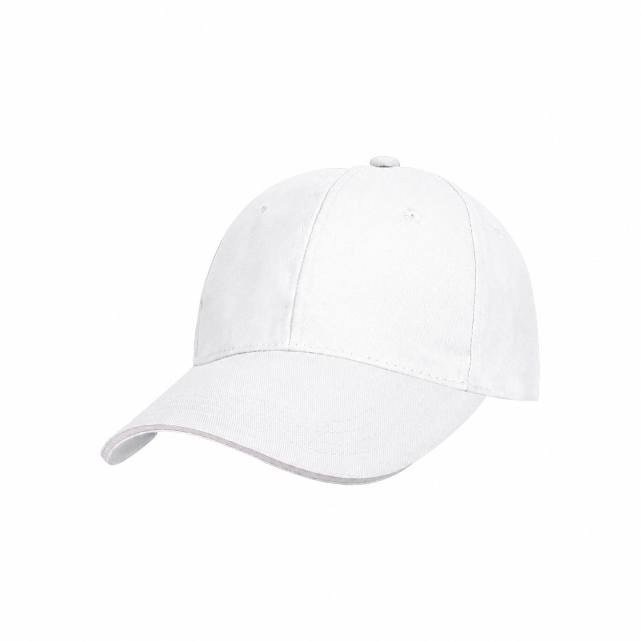 Cotton Twill Front Cap with Ventilation Eyelets — White