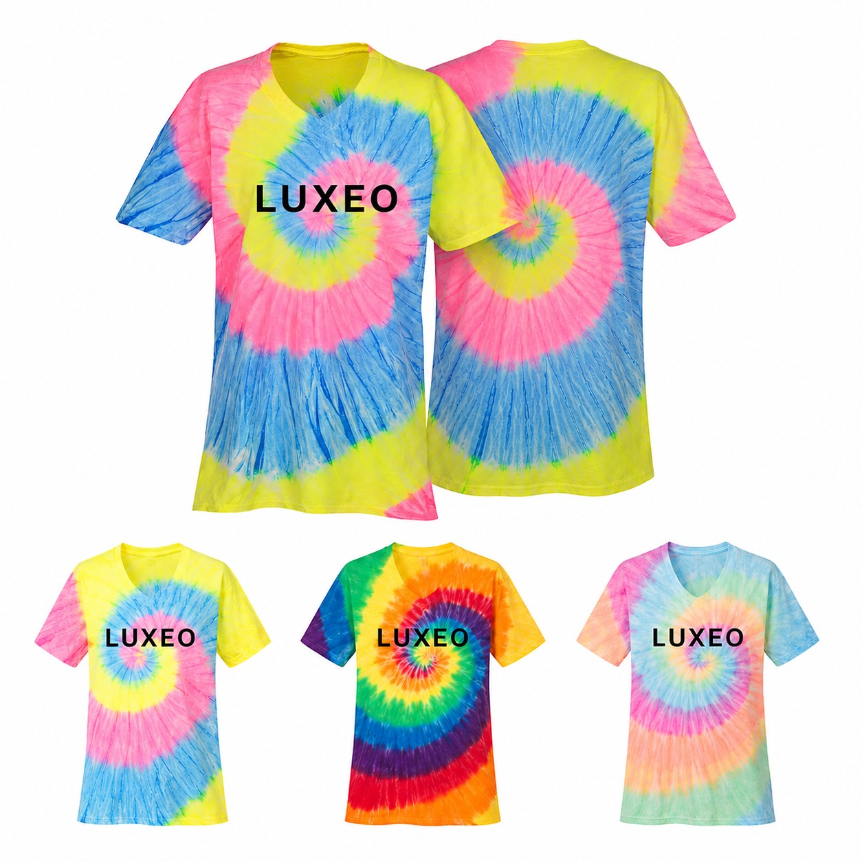 Swirl Tie Dye Cotton V Neck Shirt