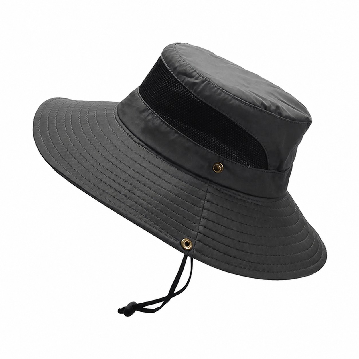 Polyester Fishing Bucket Shade Hat — Dark Gray