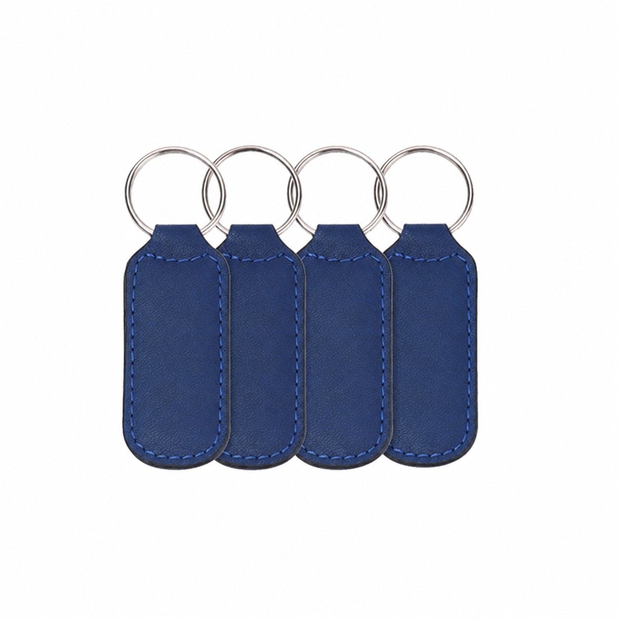 Genuine Leather Loop Keychain — Blue