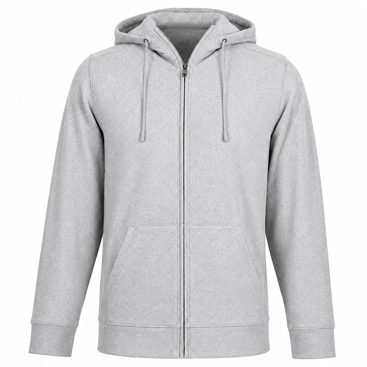 Polyester Spandex Full Zip Hoodie — Silver